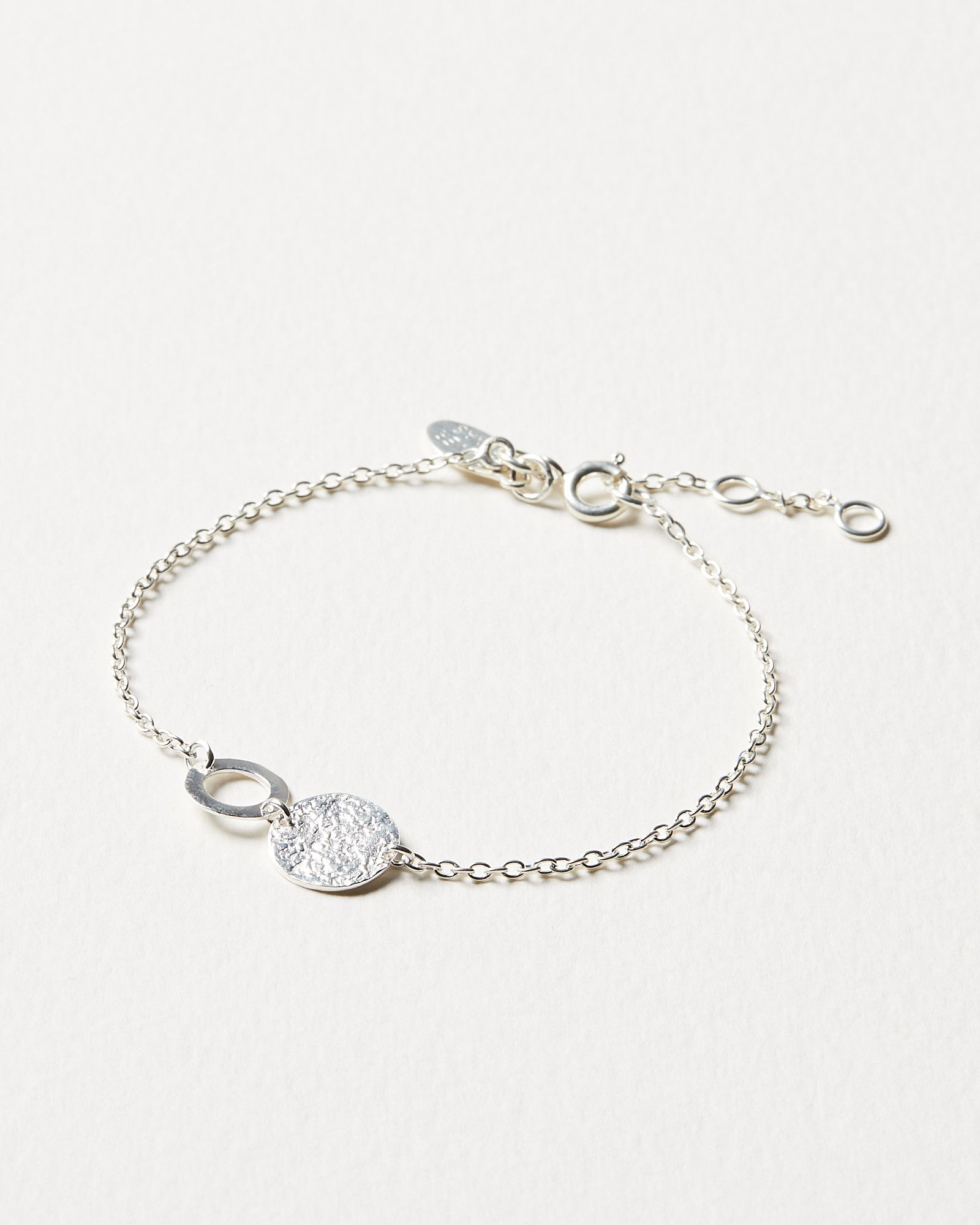 OLIVER BONAS Anatola Textured Double Disc Silver Chain Bracelet in ...