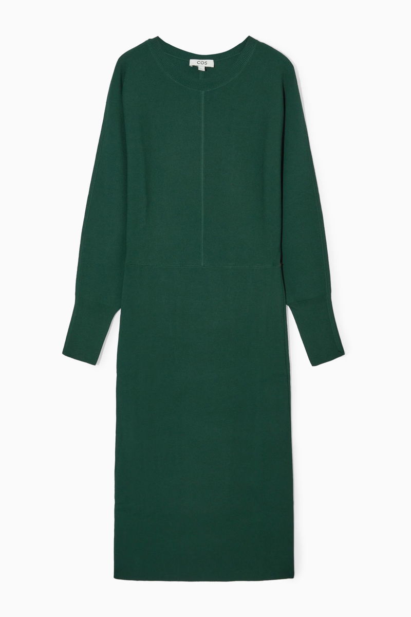 COS - Green to be seen. Discover our sculpted midi dress, finished