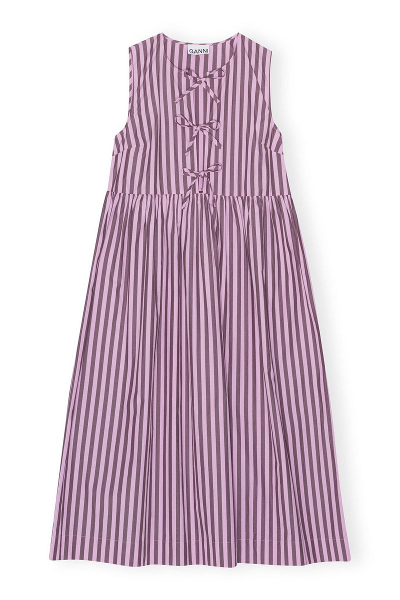 GANNI Striped Cotton Midi Dress | endource