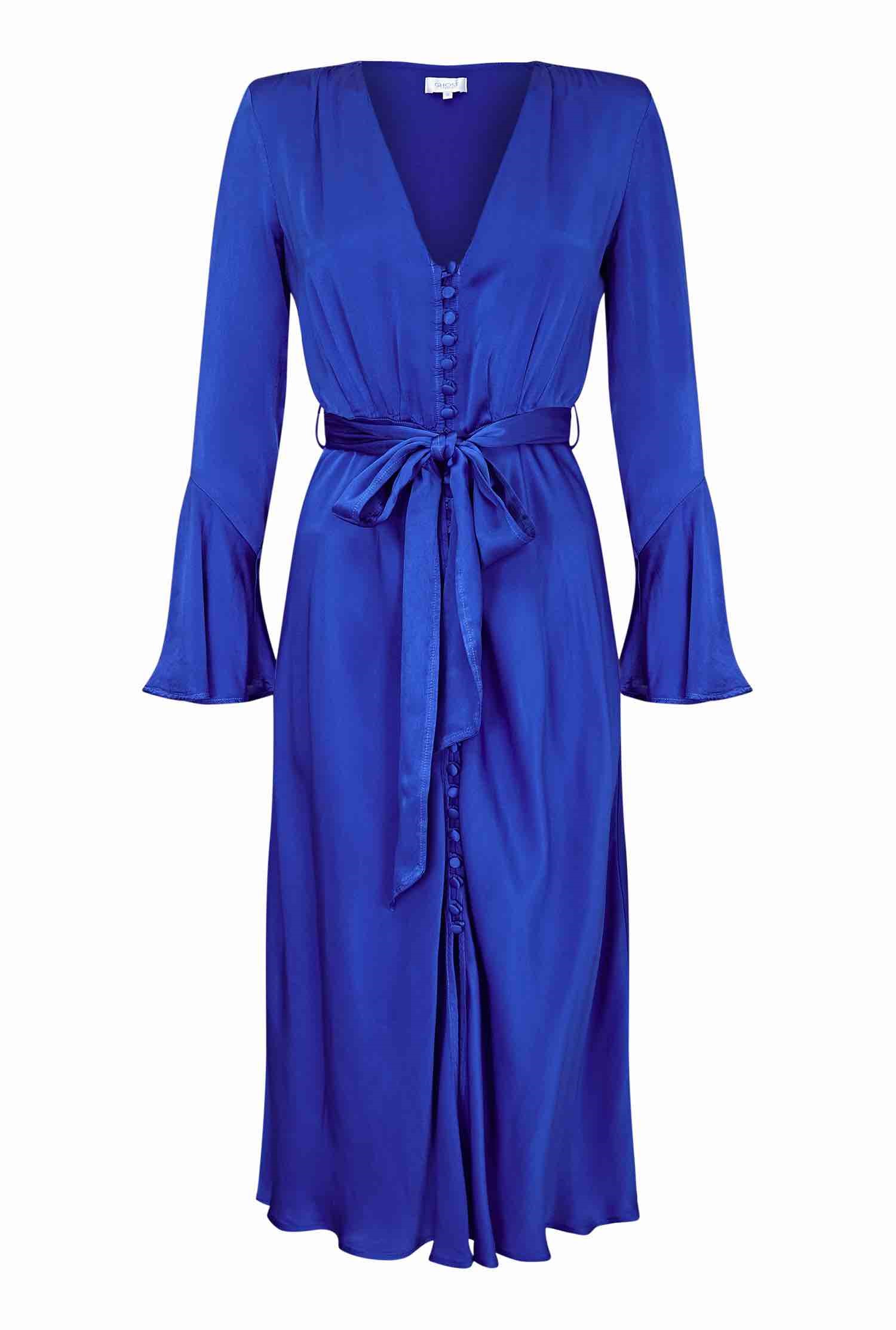 ghost annabelle dress blue Annabella Strapless Tied Back Frill Hem Mini Dress Light Blue main image 0