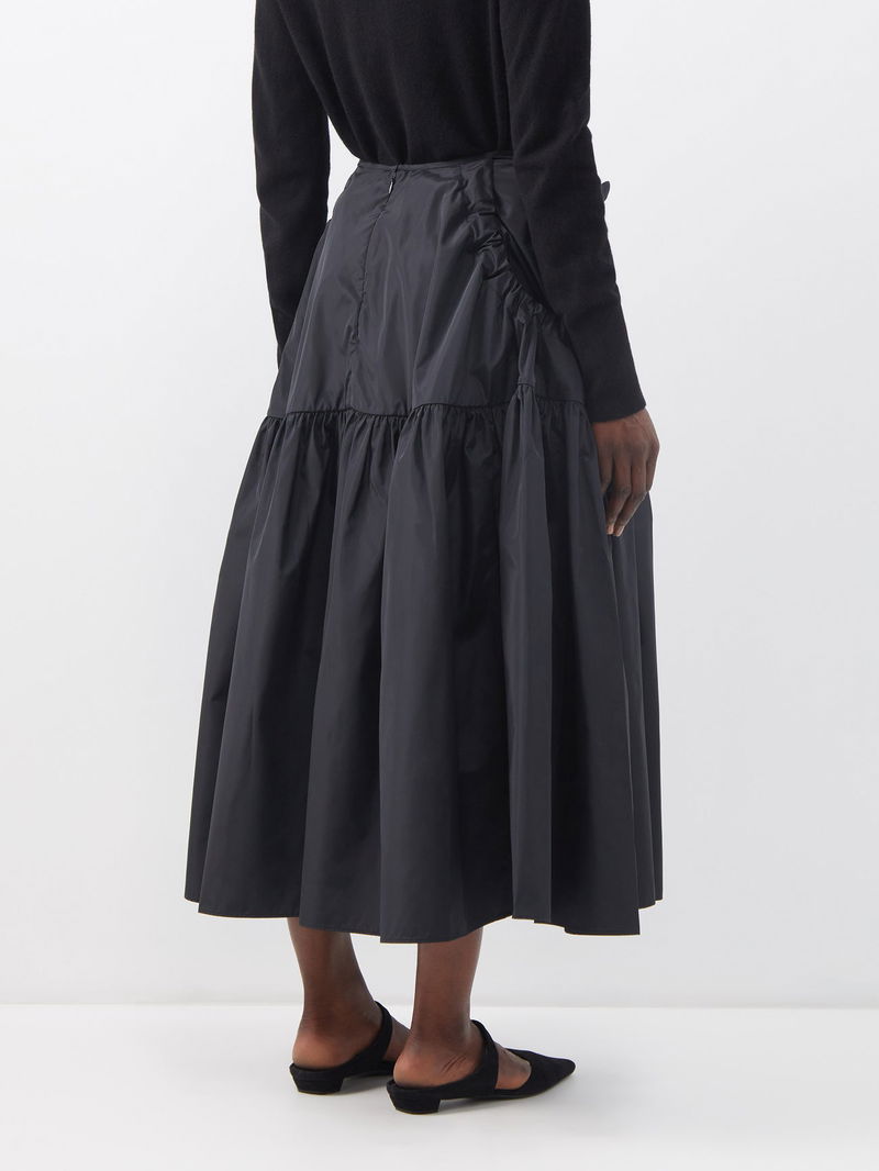 CECILIE BAHNSEN Justice Panelled Recycled-Taffeta Midi Skirt in 