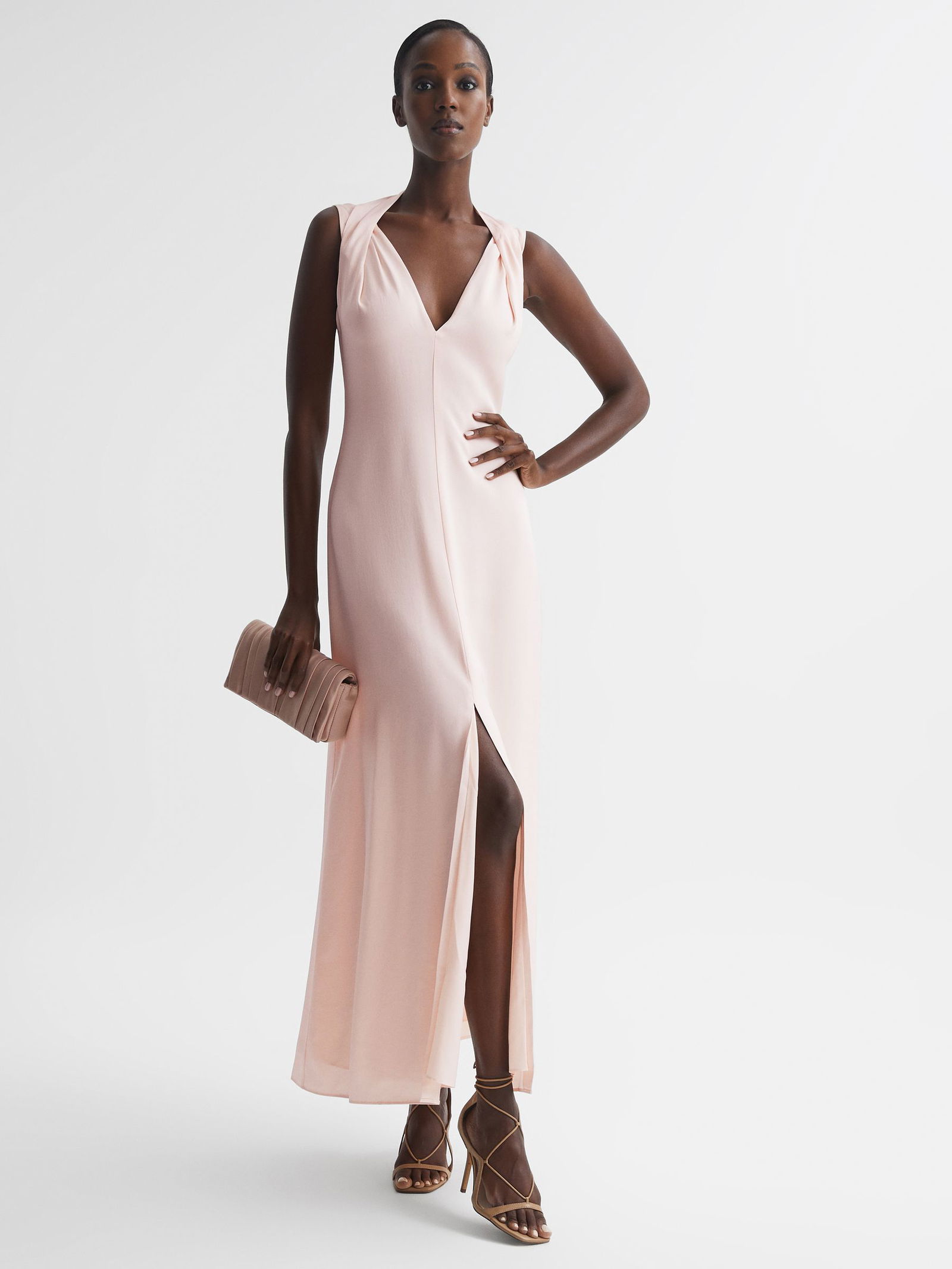 reiss bridesmaid dresses Lila Midi Dress Colorblock Sleeveless Belted Midi