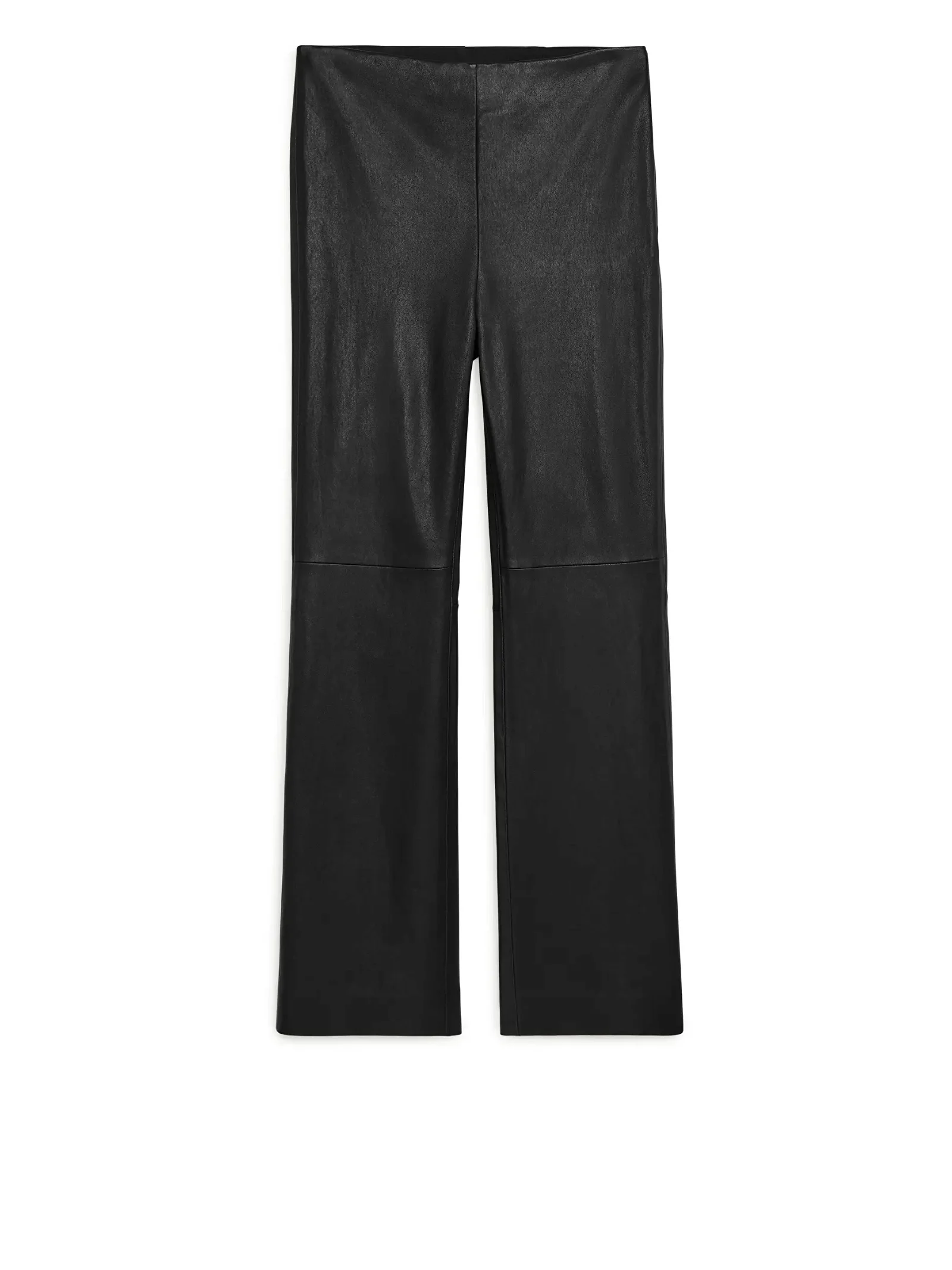 ARKET Kick Flare Stretch Leather Trousers in Black