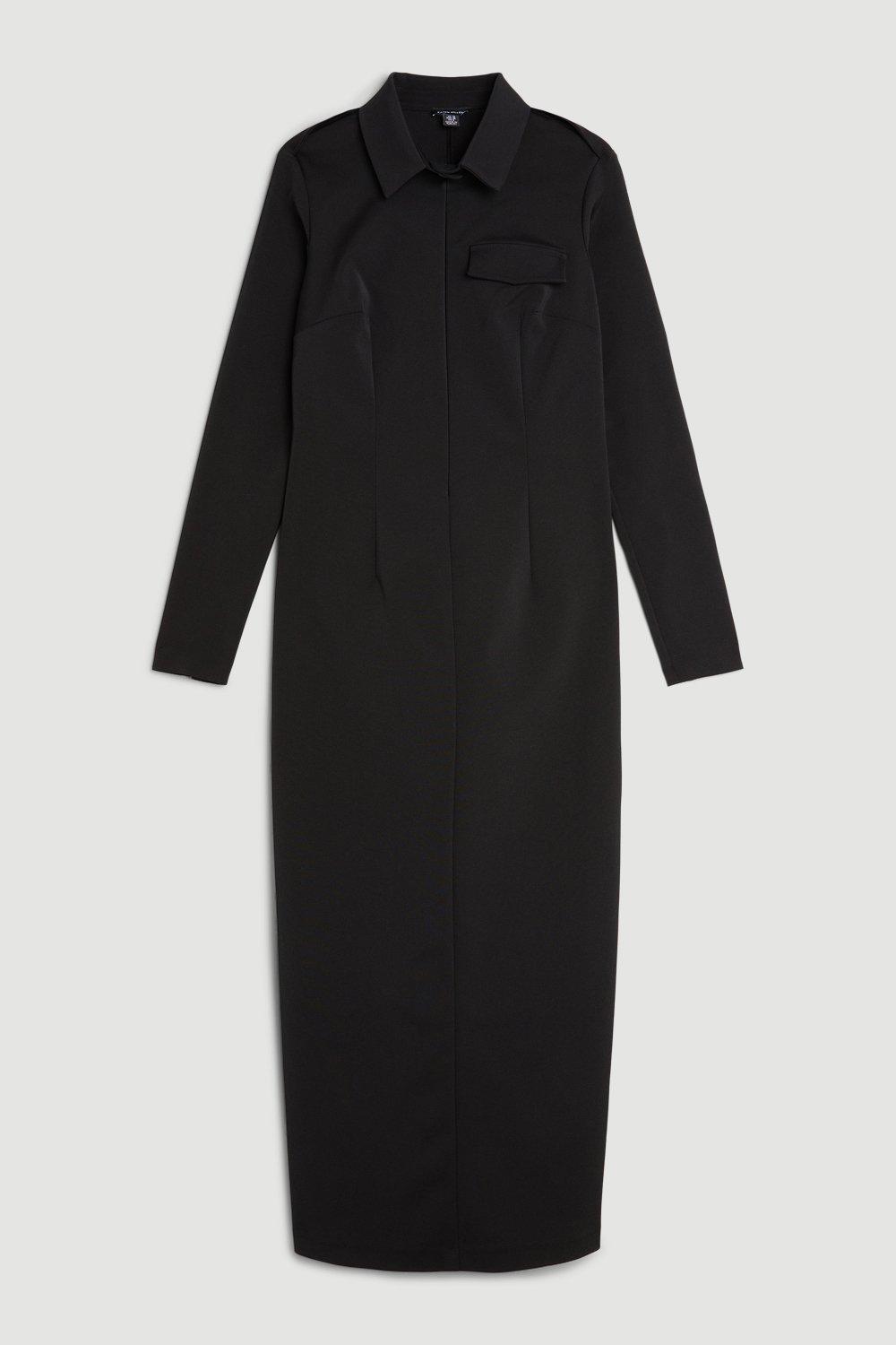 KAREN MILLEN Tailored Pocket Detail Fitted Maxi Shirt Dress Endource