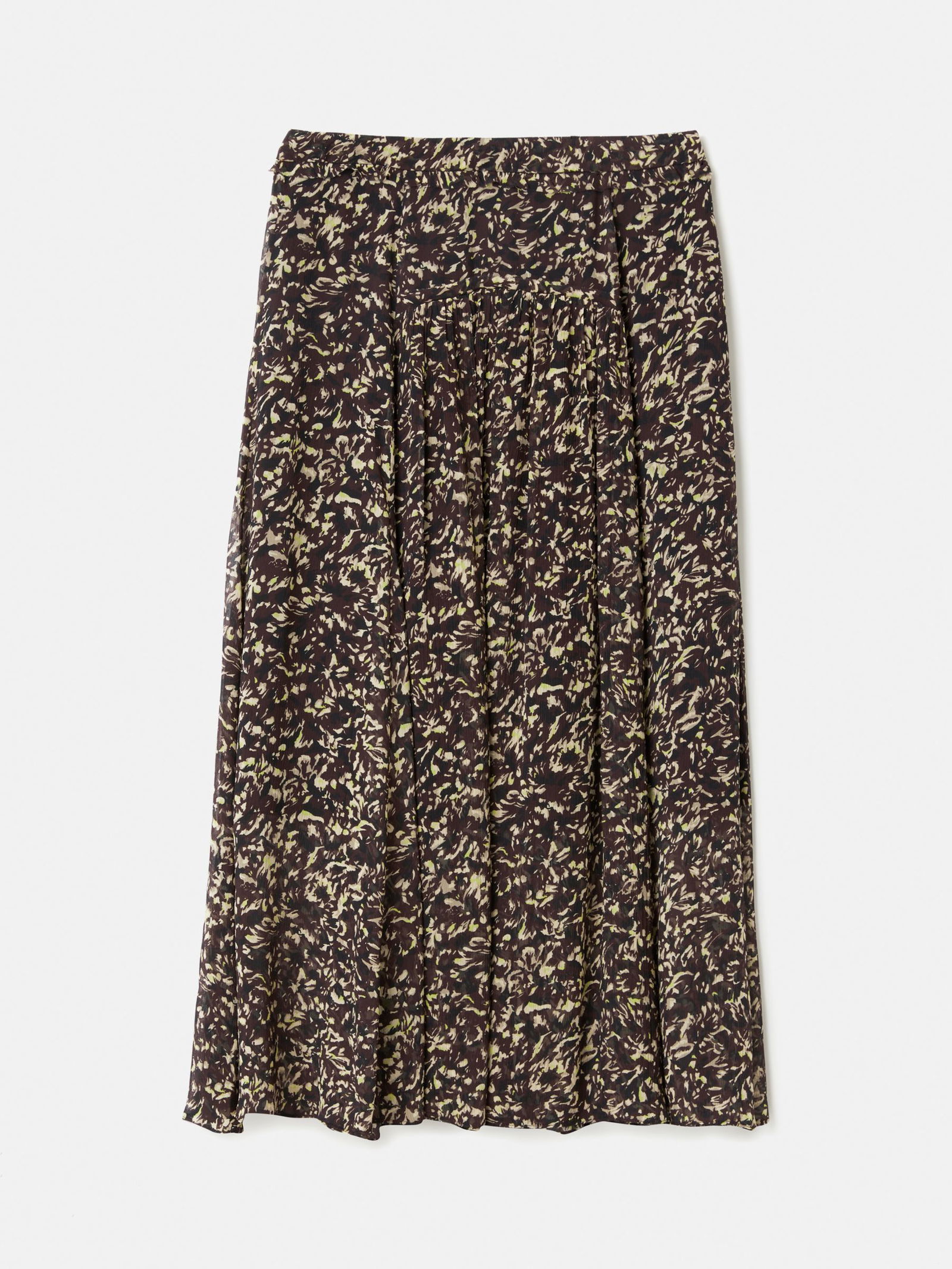 JIGSAW Brushwork Crinkle Midi Skirt in Chocolate Endource