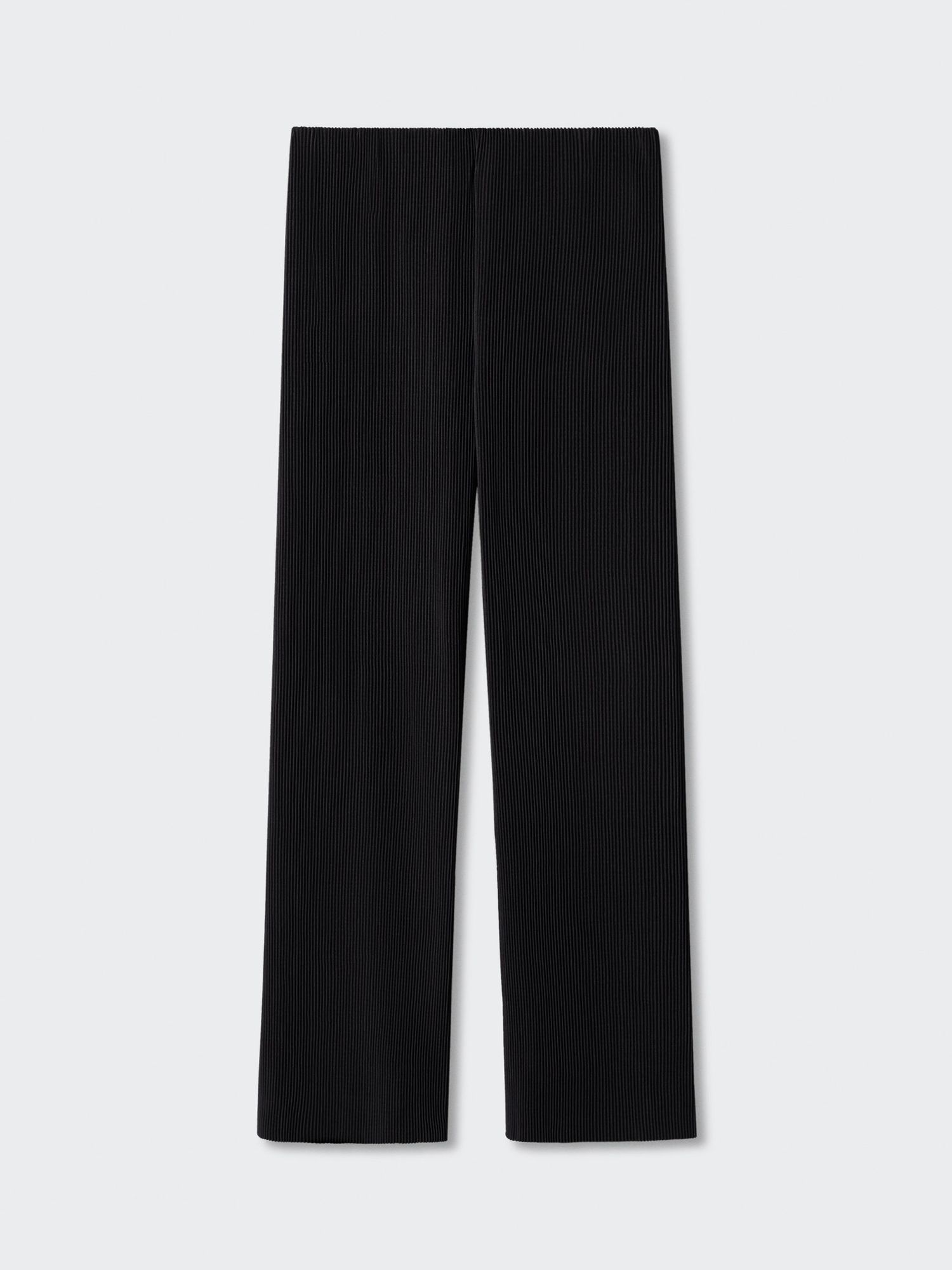 MANGO Plisat Plisse Trousers in Black | Endource