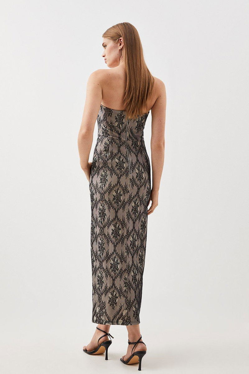 Jersey Lace Bandeau Midi Dress