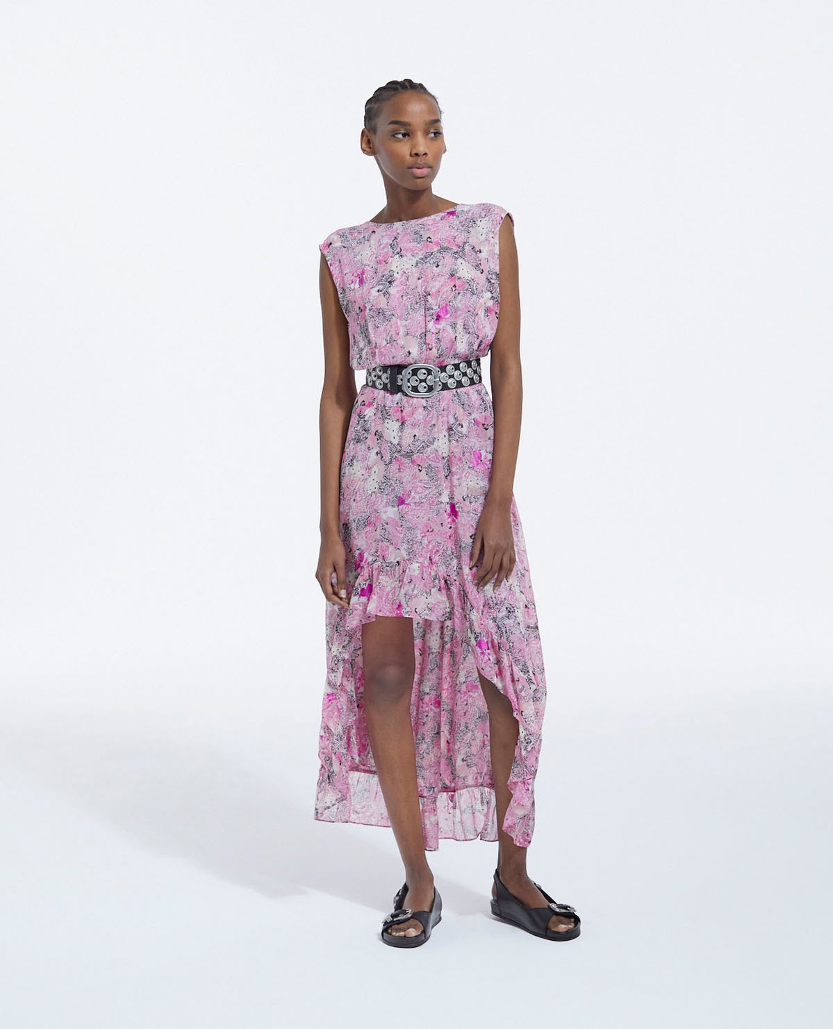 the kooples pink dress The Kooples Womens Pale Pink Pleated Satin Midi Dress