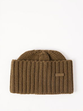 Ribbed Cashmere Beanie in Black