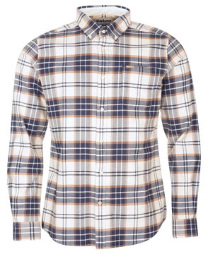 Barbour checked flannel shirt, white and blue plaid