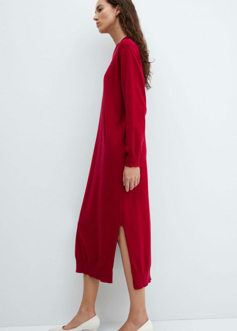 MANGO Round-Neck Knitted Dress | endource