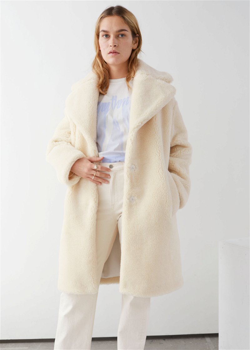 & OTHER STORIES Faux Shearling Coat in Cream | Endource