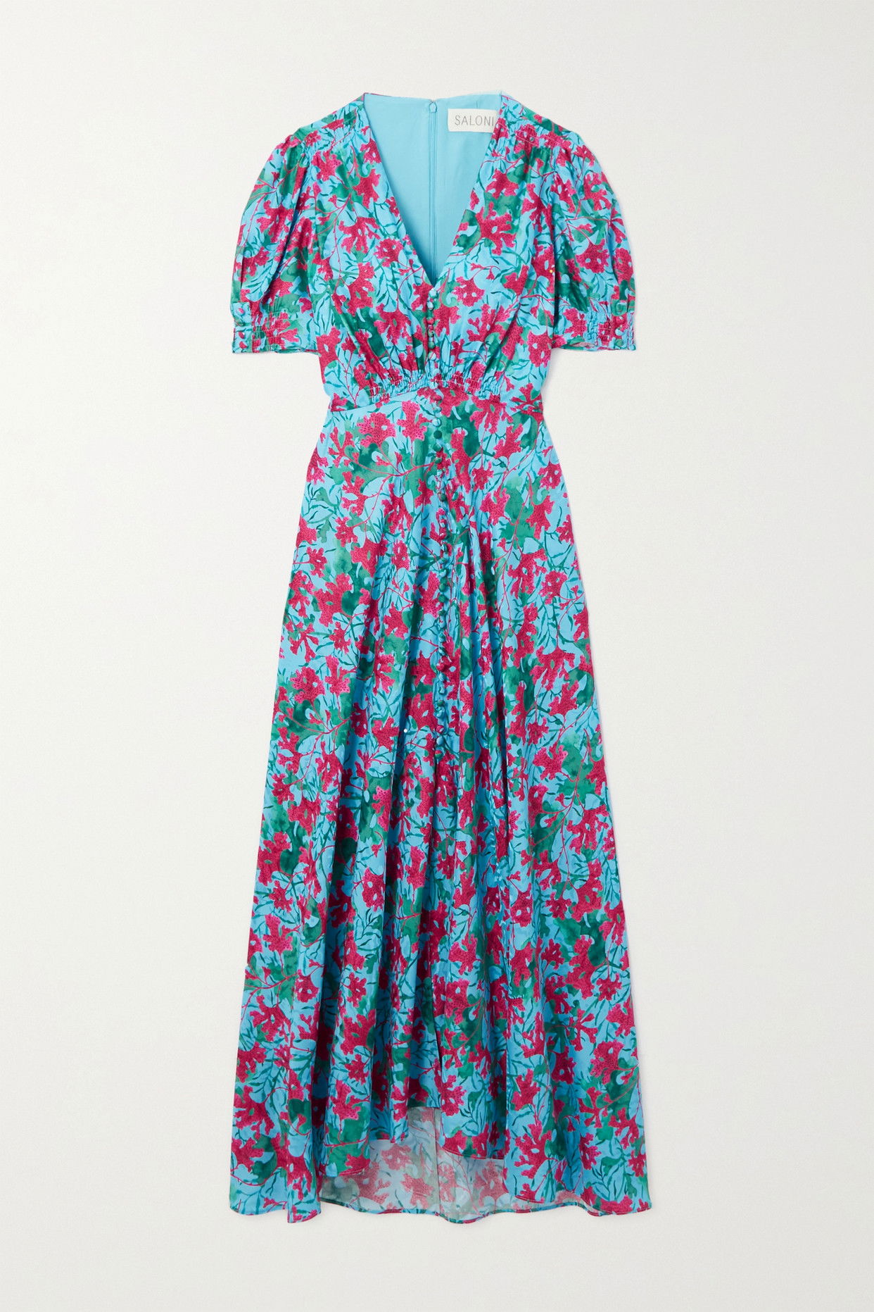 saloni lea long dress in printed silk Saloni Women's Lea Silk Dress - Pink - Size 2