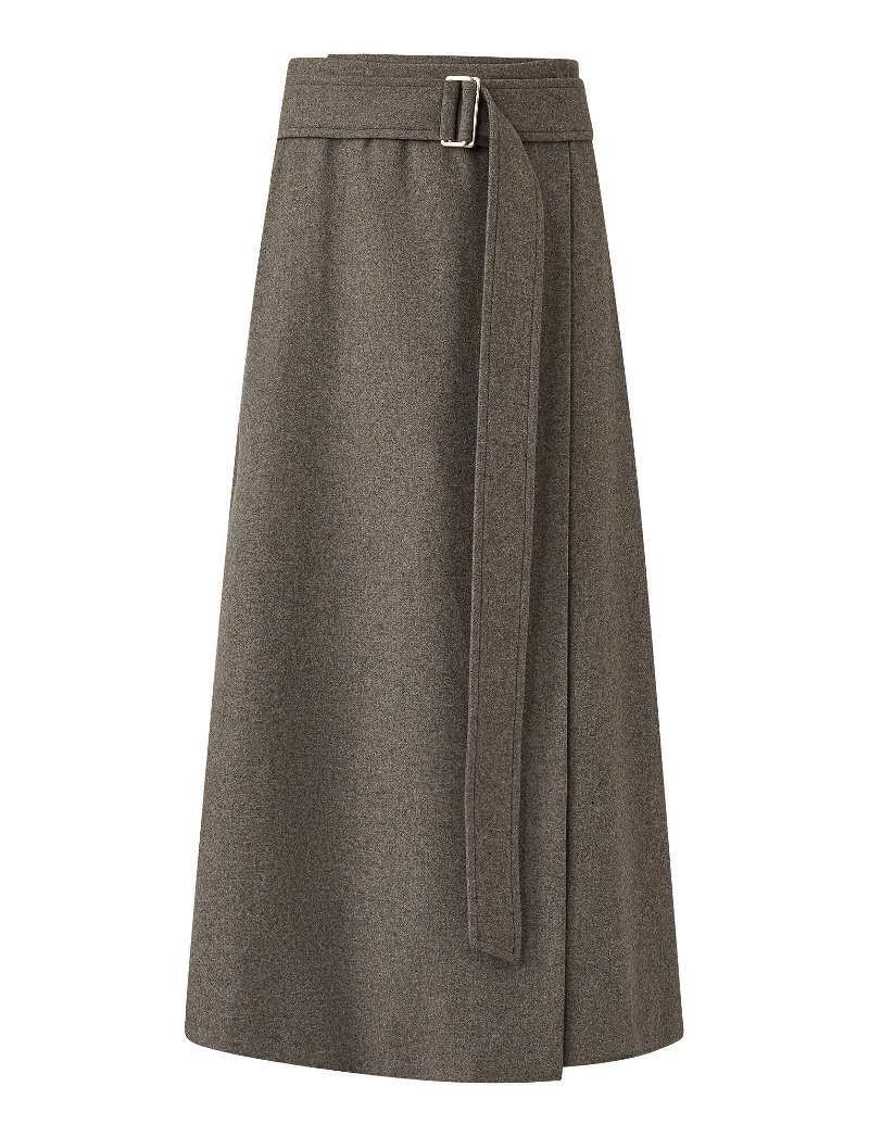 JOSEPH Salin Silk Wool Flannel Skirt in Ash | Endource