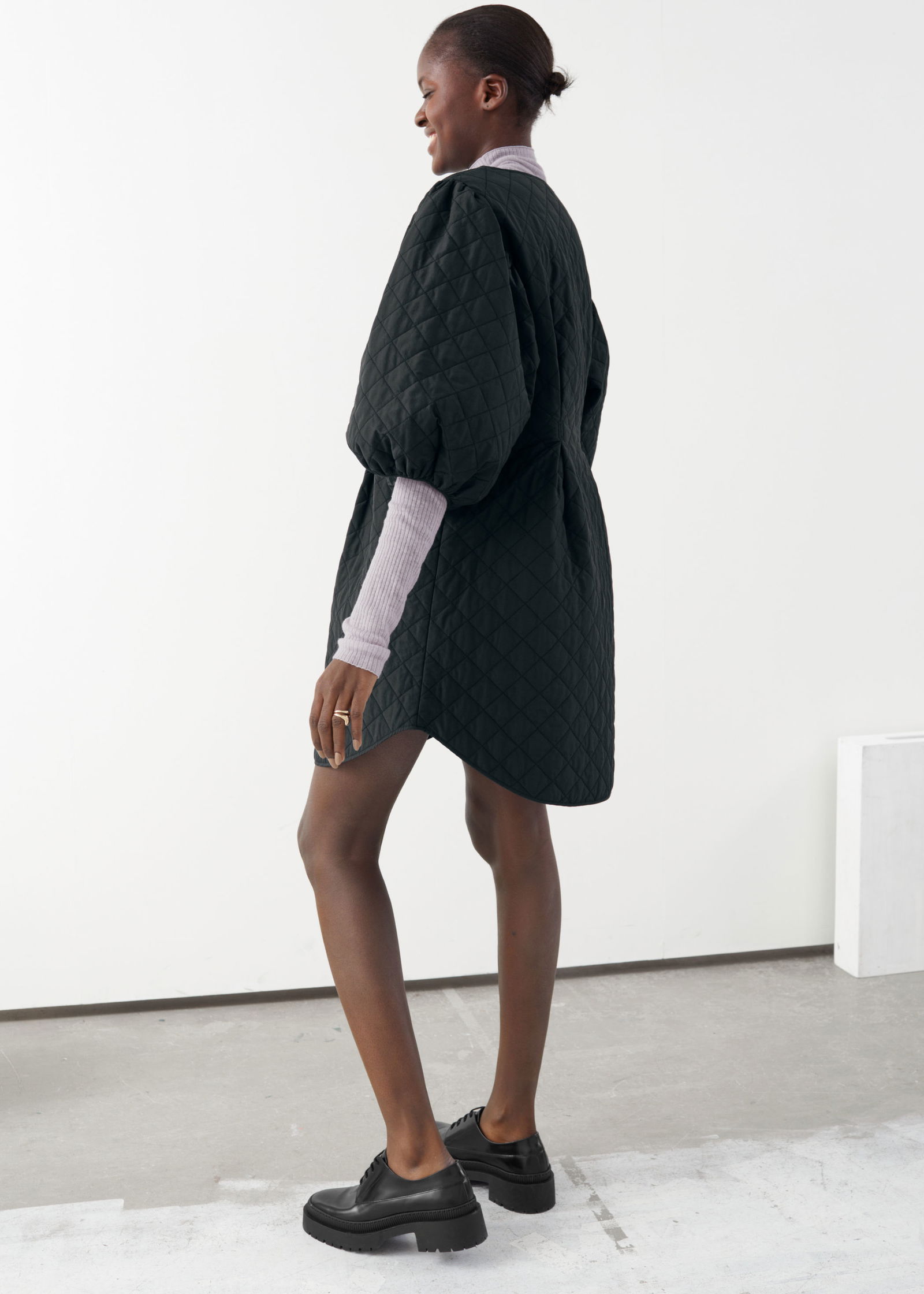 other stories voluminous puff sleeve mini dress Volume-Sleeve Mini Dress - Black