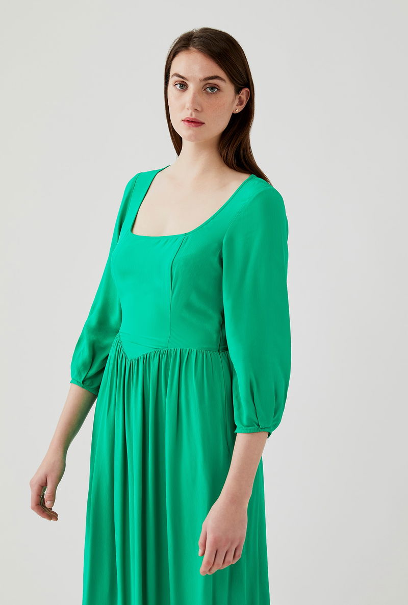 green emerald velvet dress Cameo, Armadillo Dress Xs / Putty Leopard