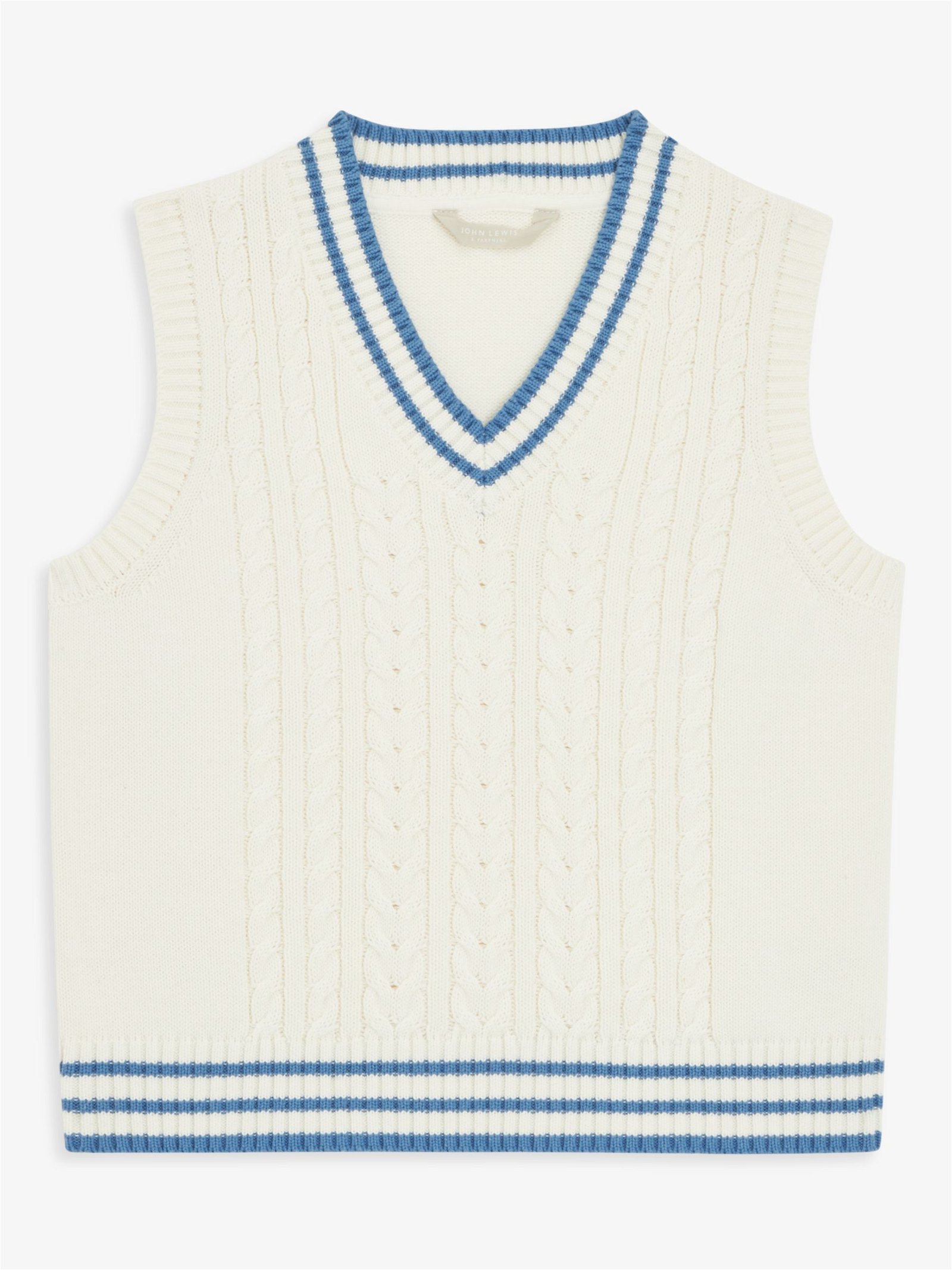 JOHN LEWIS Cable Knit Cricket Tank Top in Ivory