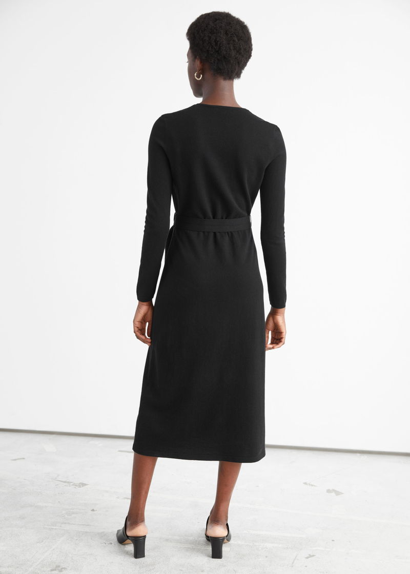 Knitted Slim Fit Midi Merino Wool Dress 2