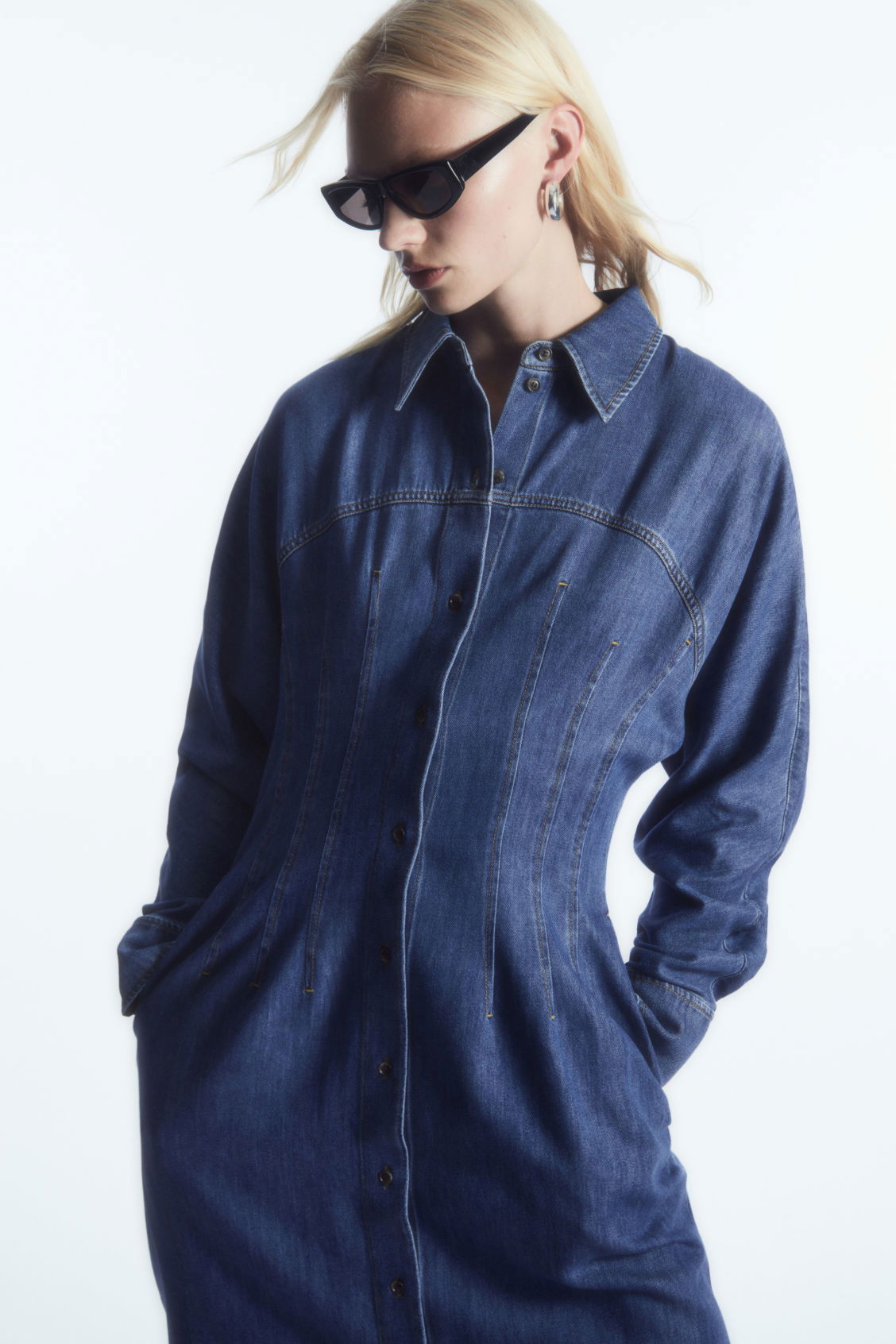COS Oversized Waisted Denim Shirt Dress | endource