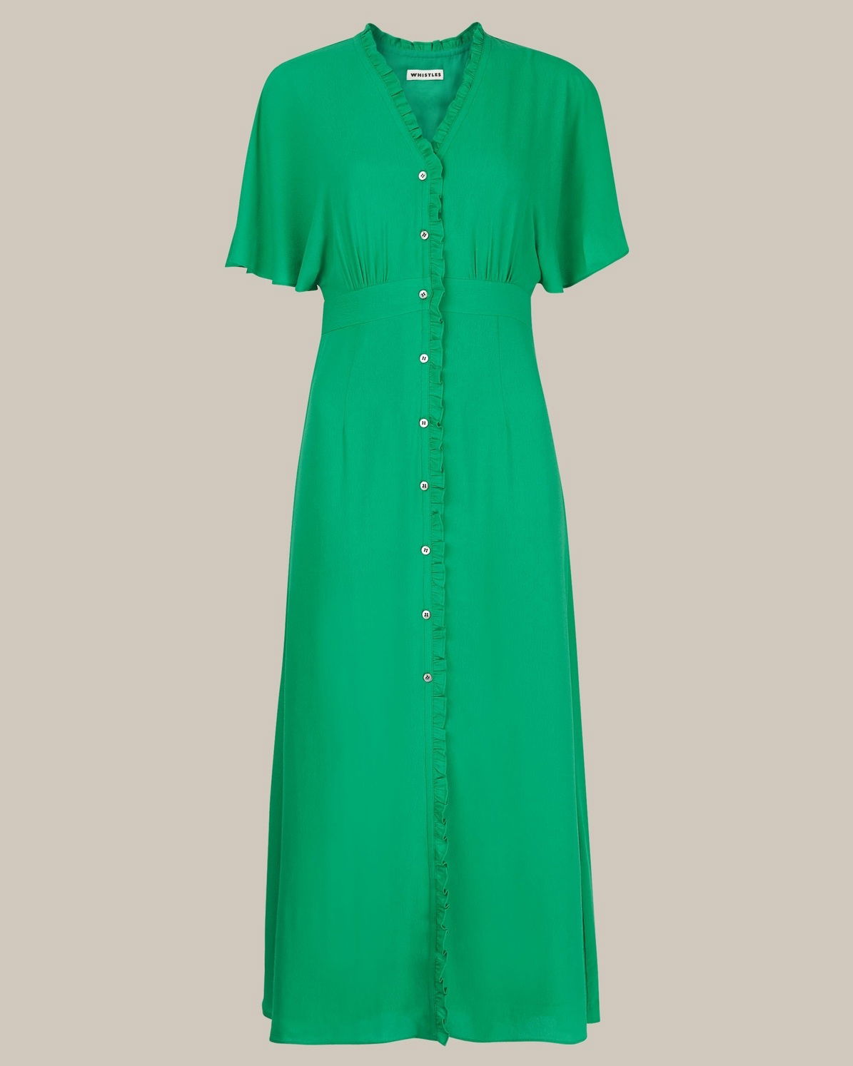 whistles dresses green Whistles linen blend trapeze maxi dress in bold green