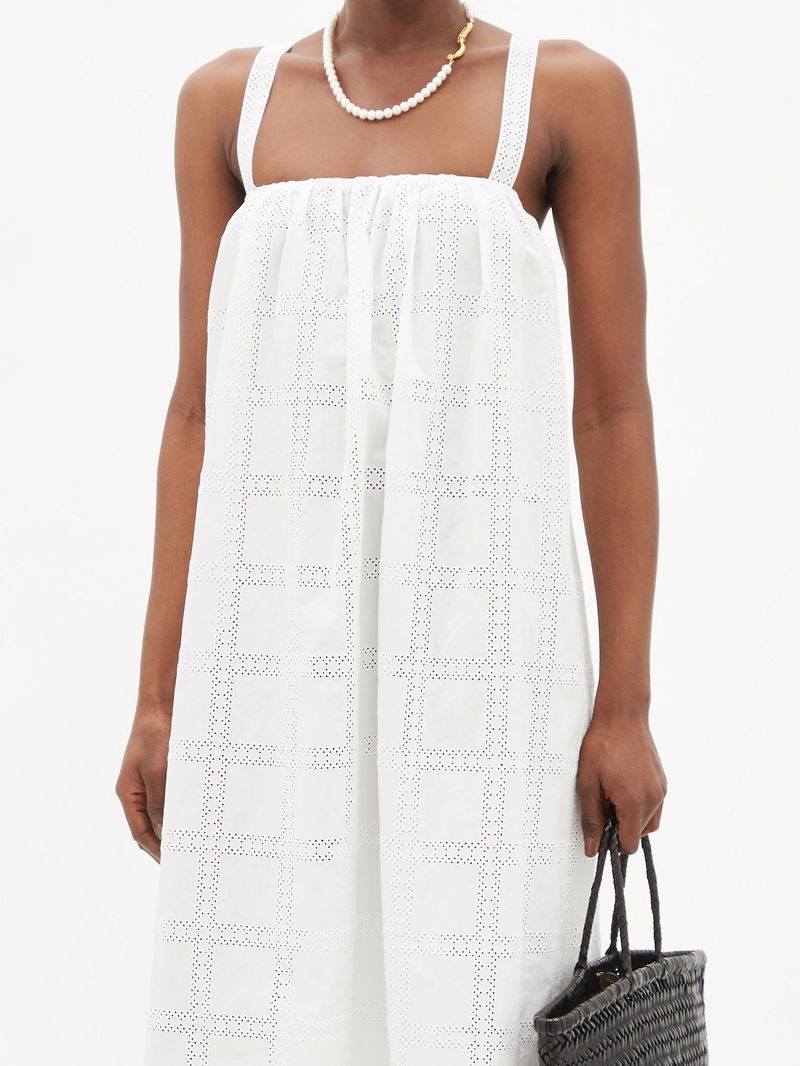 MATTEAU Broderie-Anglaise Organic-Cotton Trapeze Dress endource