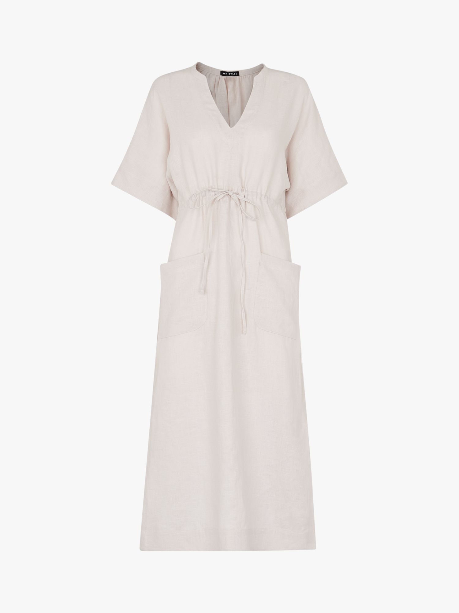 WHISTLES Imogen Linen Midi Dress in Stone Endource