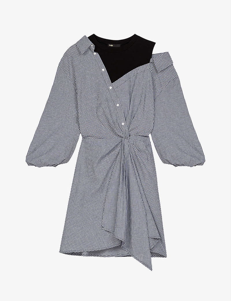MAJE Riatchy Off-The-Shoulder Layered Shirt Cotton Mini Dress | endource