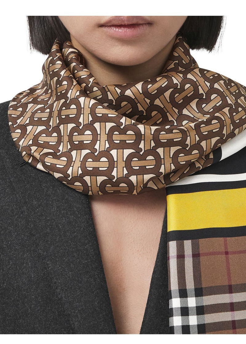 Print Silk Burberry Tb Scarf Burberry Triple TB Vintage Check