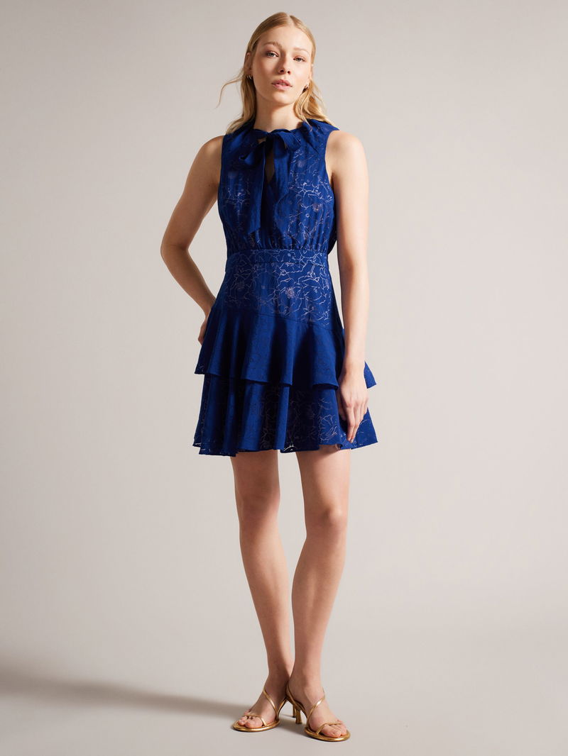 TED BAKER Timmia Asymmetric Tiered Mini Dress | endource