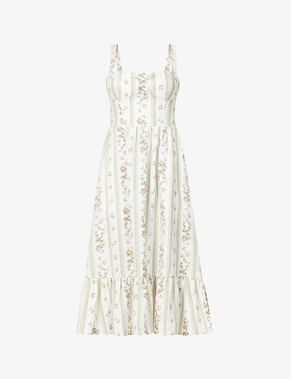 REFORMATION Maegan Floral-Print Linen Midi Dress | endource