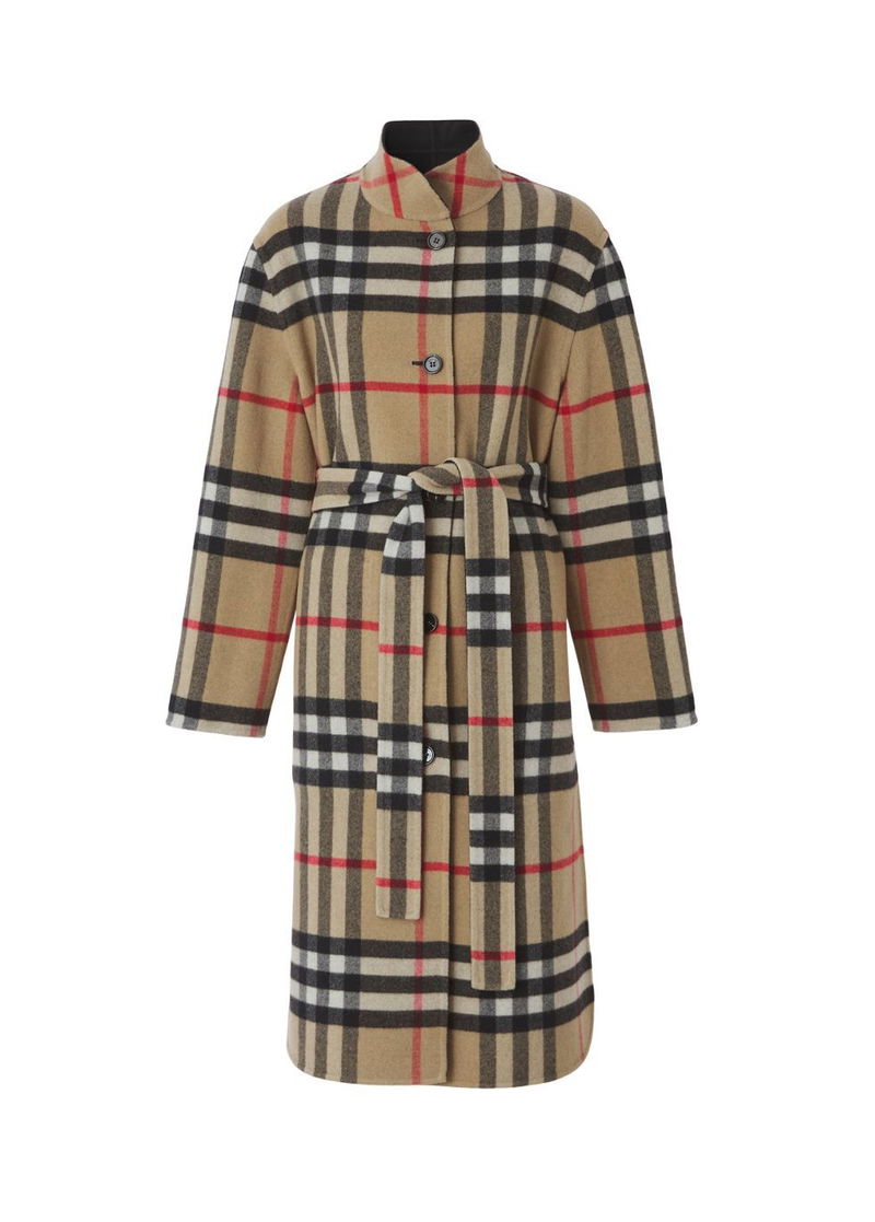 burberry check wool coat
