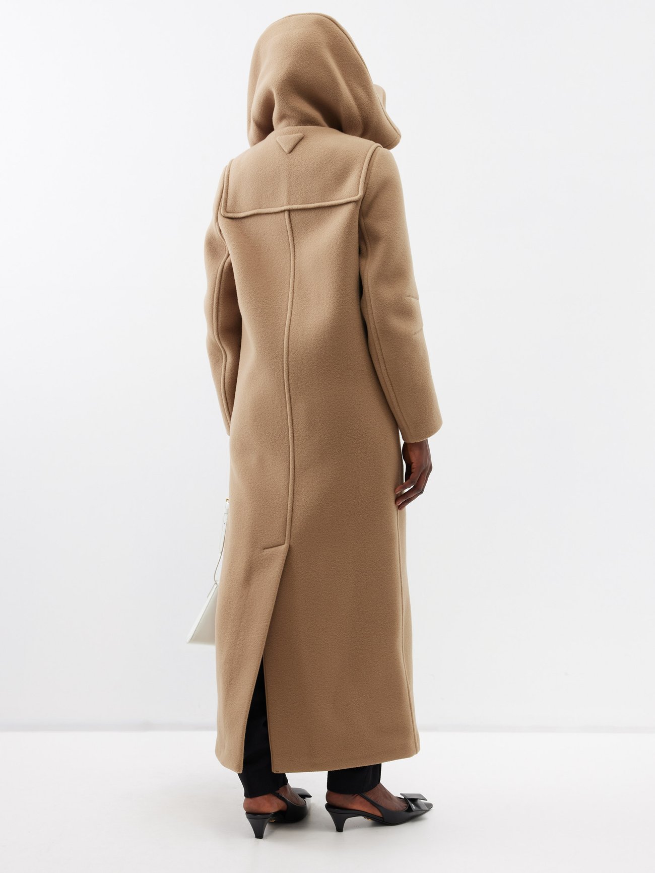 PRADA Hooded Wool Longline Duffle Coat | endource