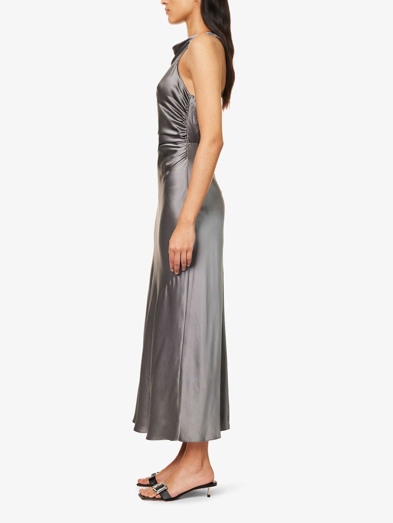 REFORMATION Casette Sleeveless Silk Maxi Dress in SHALE