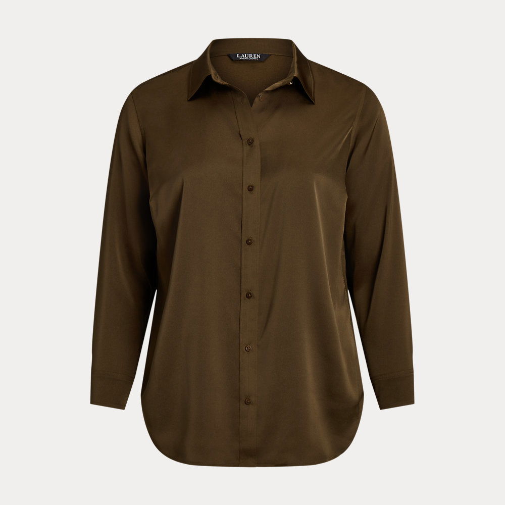 LAUREN Ralph Lauren Satin Charmeuse Shirt Green Size XL main image 1