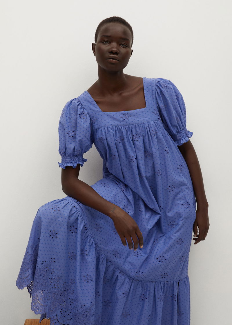 mango broderie anglaise cotton dress Broderie anglaise cotton cut-out dress