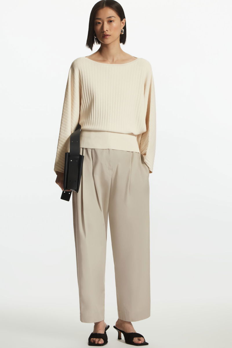 COS Loose-Fit Ribbed Knitted Top in CREAM | Endource