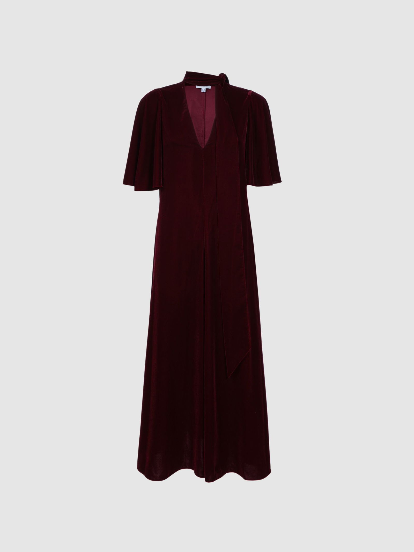reiss burgundy velvet dress The luxury burgundy evening dress, Hand Embroidered Dress with Long Cape  Sleeves
