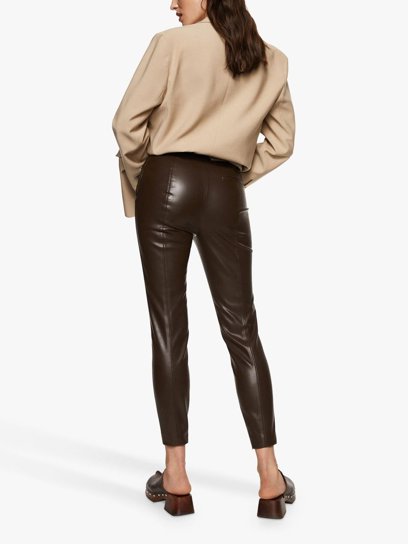 Mango leather look leggings in black