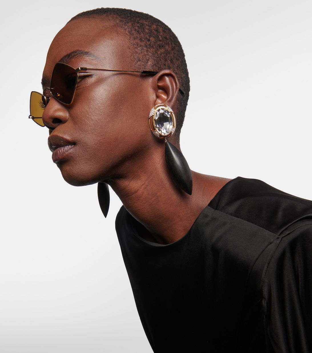 Saint Laurent Lisa metal rhombus diamond shaped sunglasses Saint Laurent Eyewear Lisa diamond-frame Sunglasses | Gold  main image 4