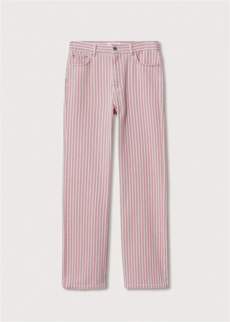 MANGO Straight Striped Jeans in Pink