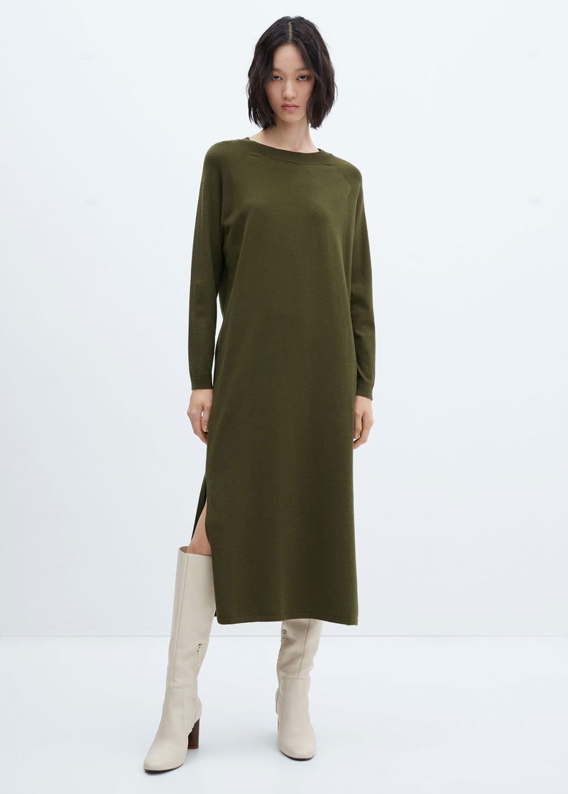 MANGO Round Neck Knitted Dress | endource