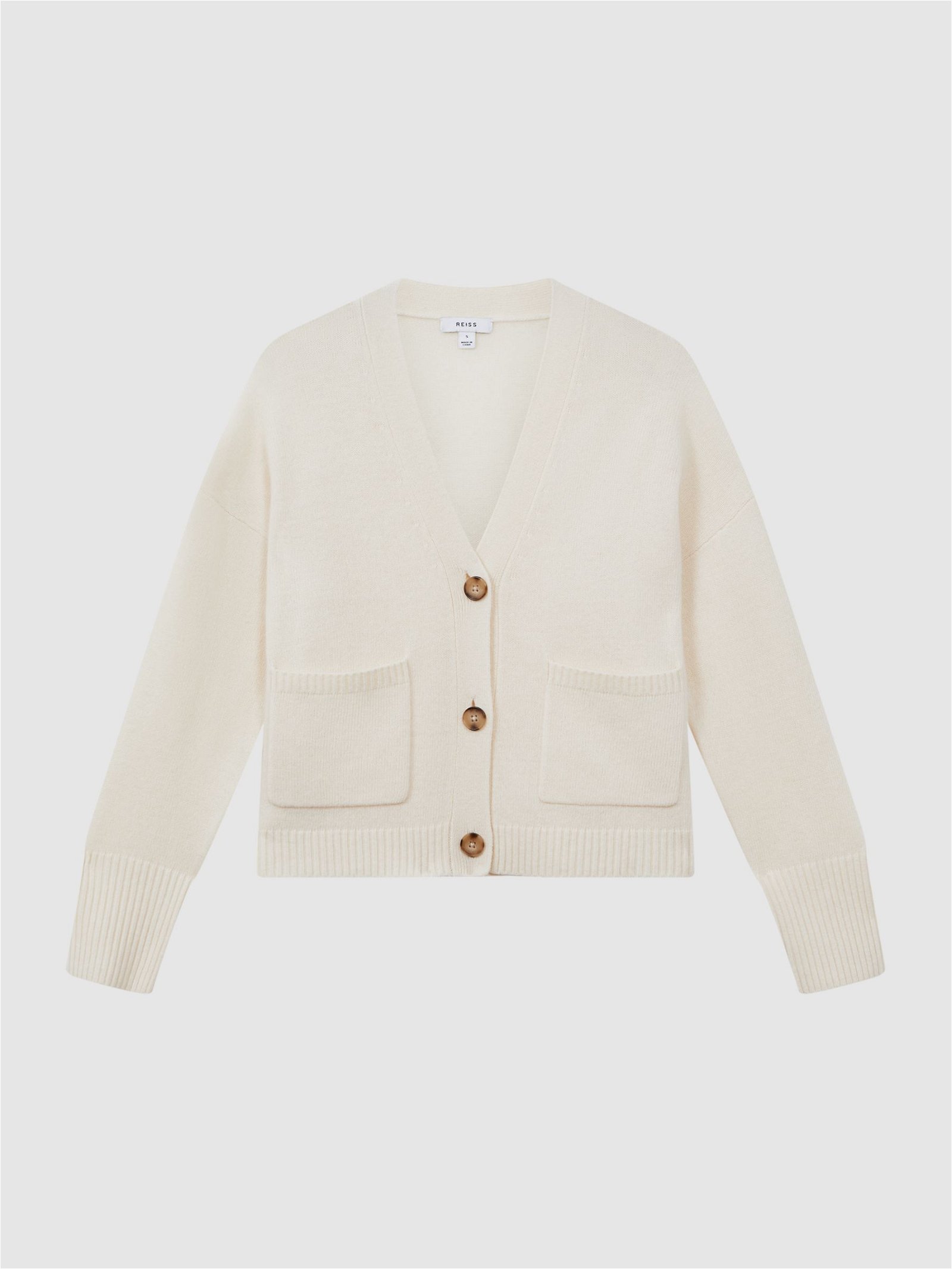 REISS Juni Relaxed Wool-Cashmere Cardigan in Ivory | Endource