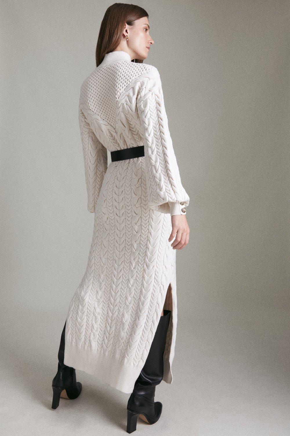 zara knitted long dress Zara Collared Long-sleeved Knit Dress