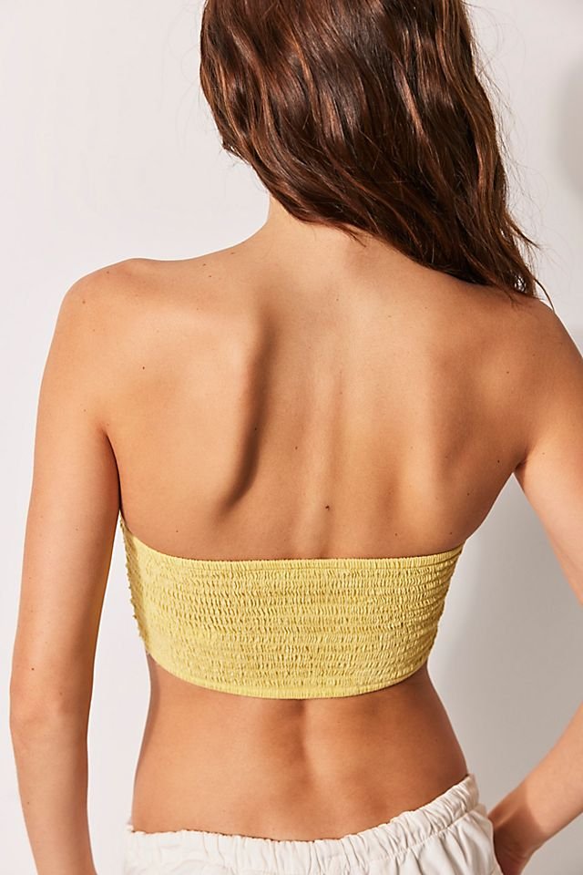 Yellow Crochet Mesh Bandeau Bralette Top 100% Cotton 