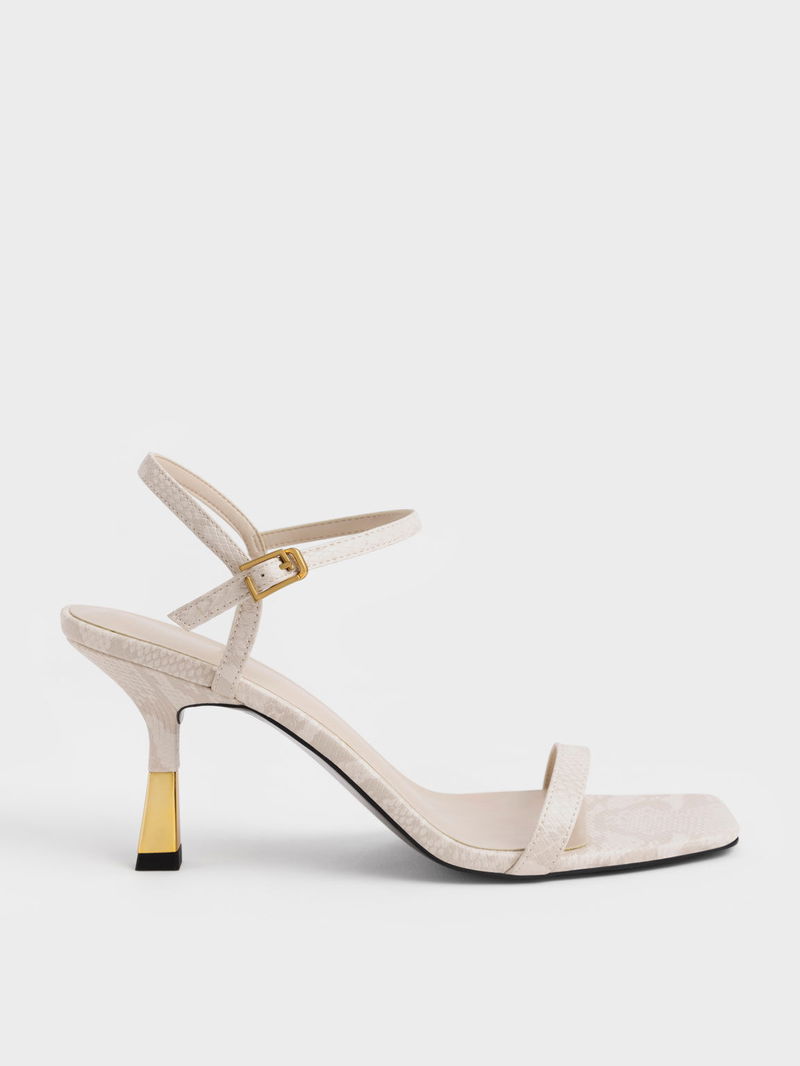 CHARLES KEITH Snake-Print Ankle-Strap Heeled Sandals endource