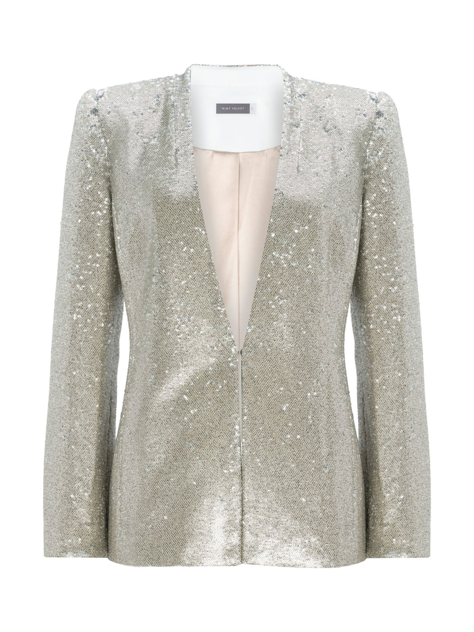 Silk-velvet peplum blazer with sequin embellishing