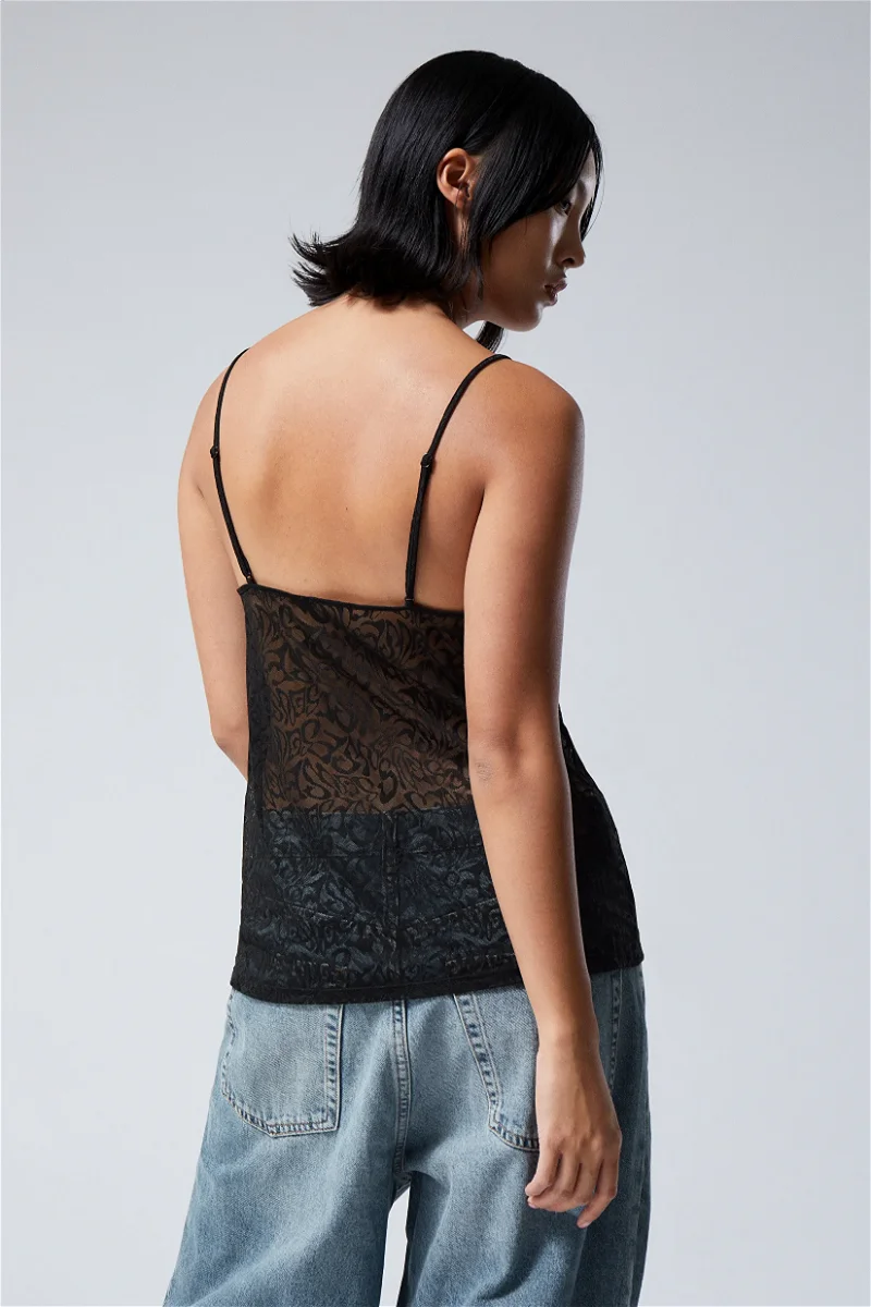 WEEKDAY Time Lace Camisole in Black