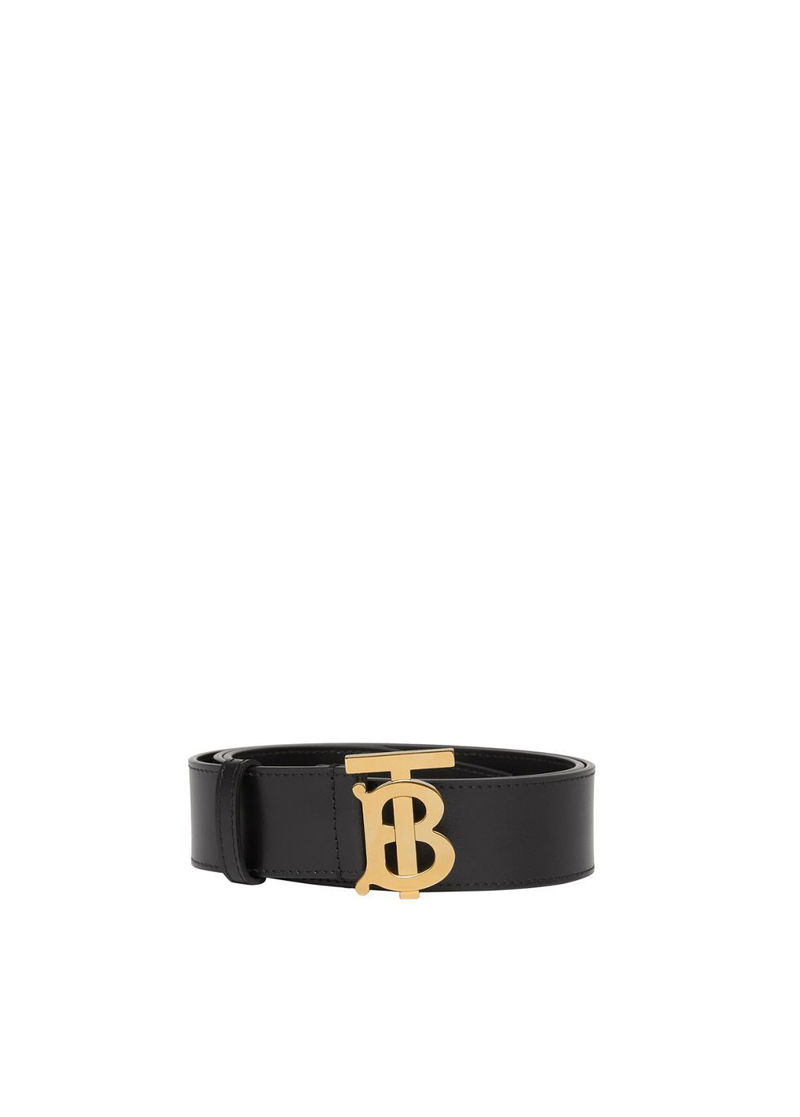 Burberry Logo Plaque Croc-Embossed Leather Belt