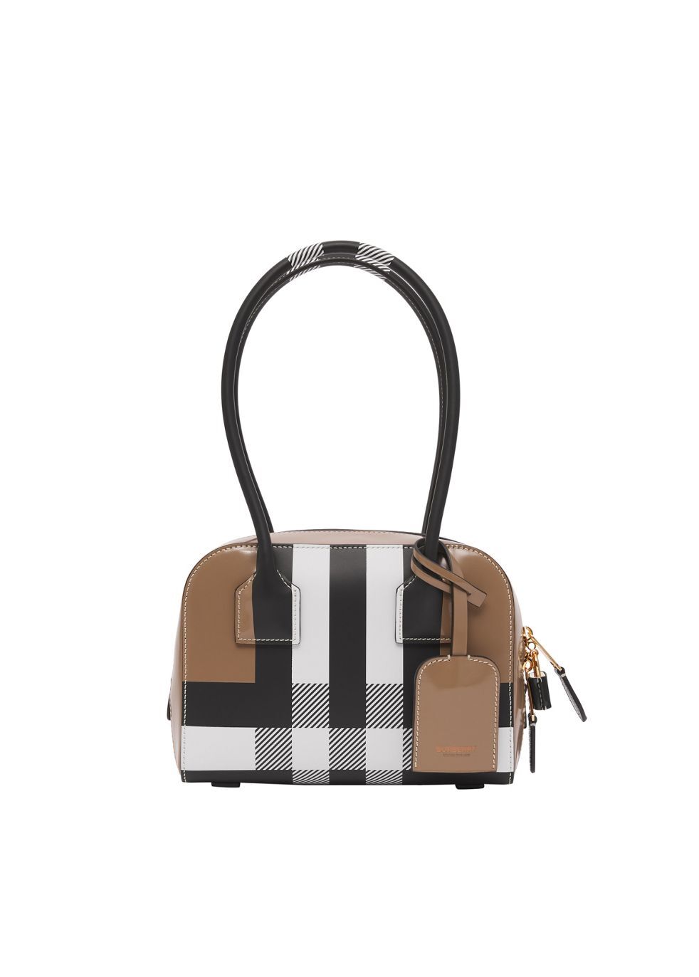 BURBERRY Mini Check Leather Half Cube Bag endource