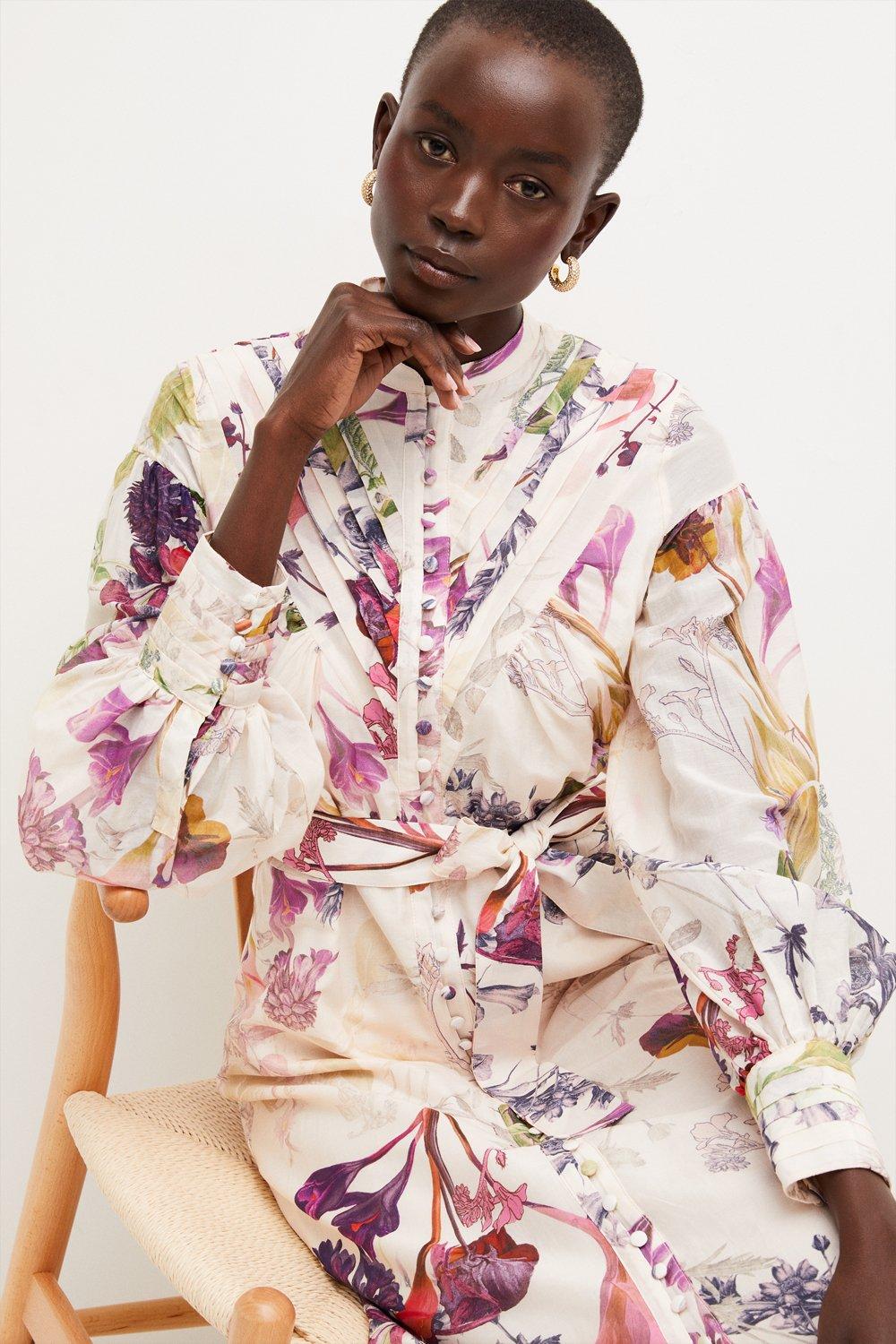 lydia millen silk cotton botanical maxi dress Floral Lydia Millen Spring Floral Silk Cotton Woven Strappy Dress